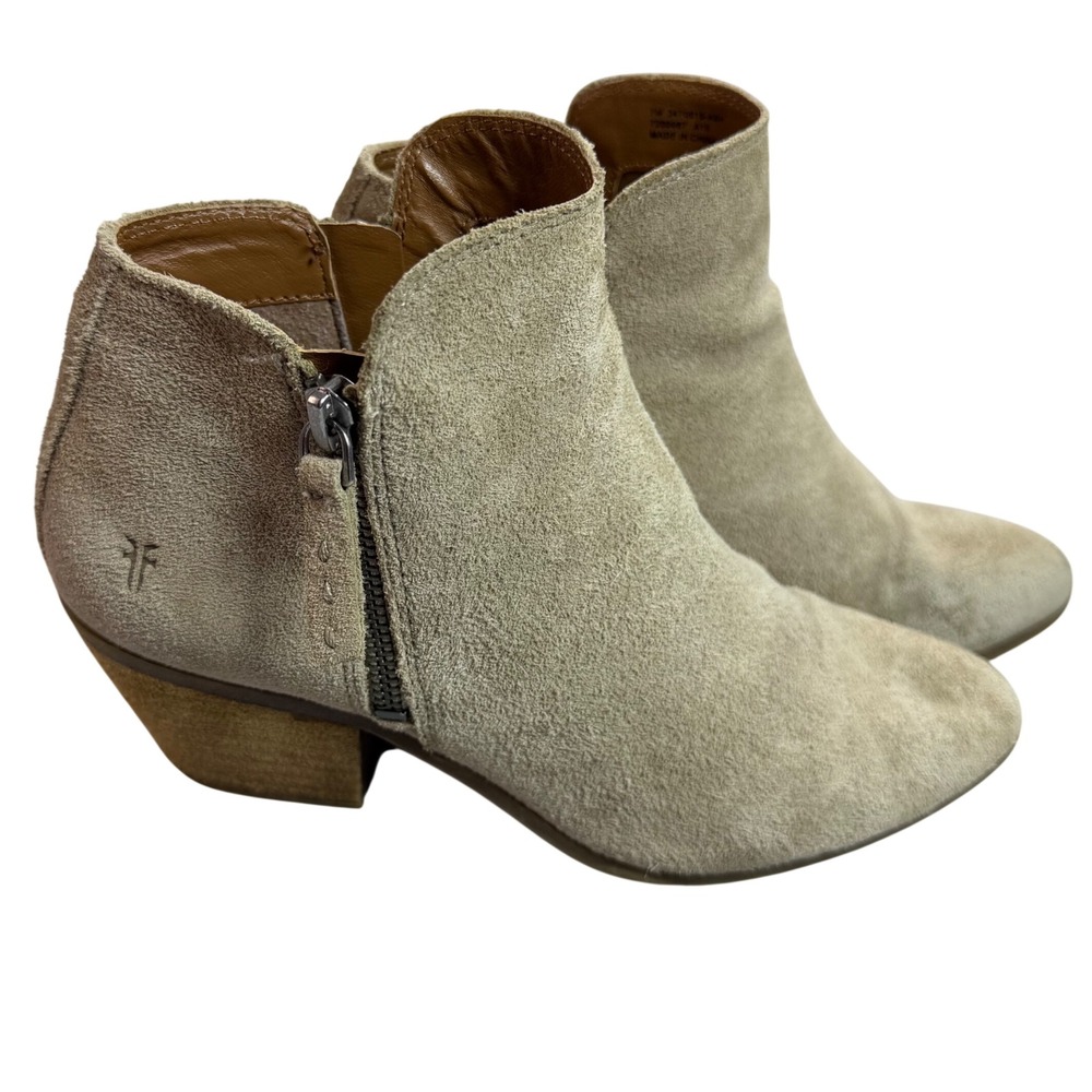 Frye Sacha Moto Shootie Ash Grey Suede Ankle Boots 7M 3470015-ASH